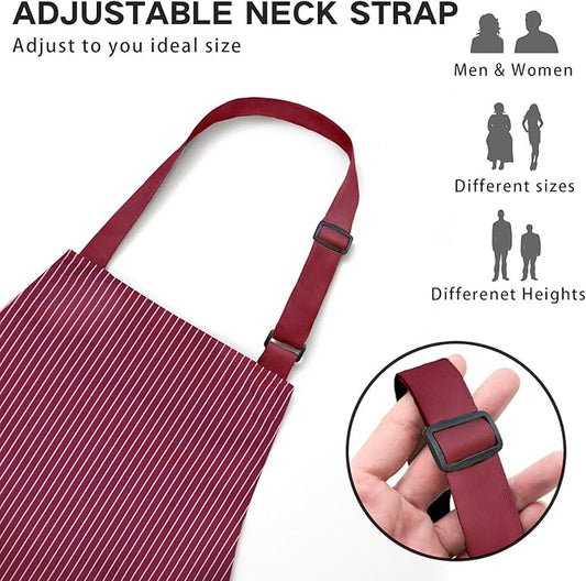 BeLuyi 2 Pack Adjustable Bib Apron with 2 Pockets Chef Cooking Kitchen Restaurant Aprons for Women Men