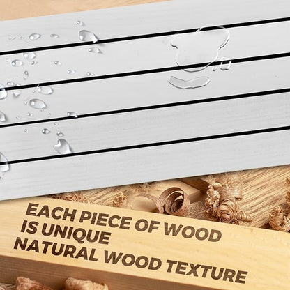36"x6.8"x1.2" Solid Wood Floating Shelves 2-Pack - Rustic White Finish with Hidden Brackets, Perfect for Storage and Décor in Living Room, Kitchen, Bedroom