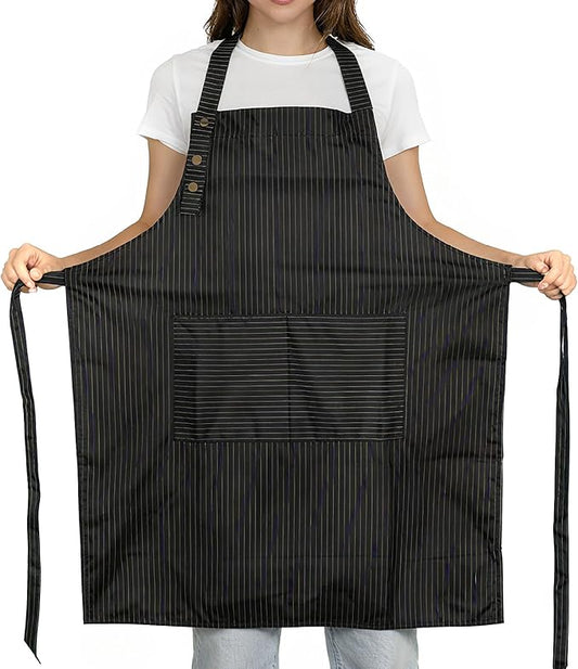Adjustable Bib Apron Waterdrop Resistant with 2 Pockets Cooking Kitchen Aprons for Women Men Chef