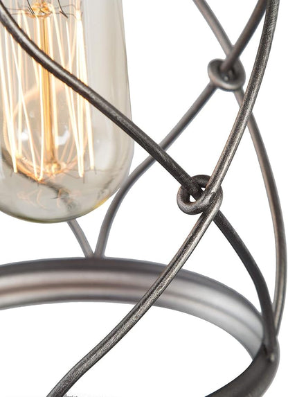 LALUZ Pendant Lighting for Kitchen Island, Hallway, Rustic Industrial Cage Hanging Fixture, Silver Brushed, Mini Size, 4.75 Inches