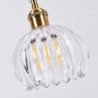 Mini Flower Glass Pendant Light Adjustable Hanging Lamp, Clear Pendant Lights Kitchen Island Dining Room Hallway Bedroom Living Room, LED Bulb Included
