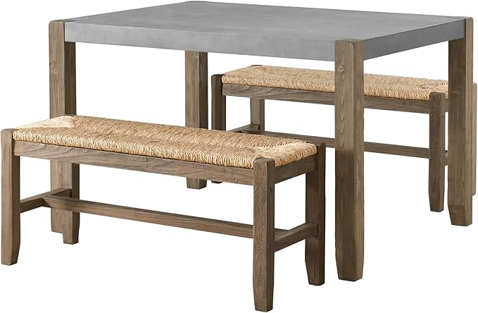 Alaterre Furniture Newport Dining Table Set, Concrete Gray