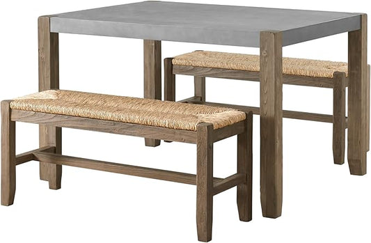 Alaterre Furniture Newport Dining Table Set, Concrete Gray