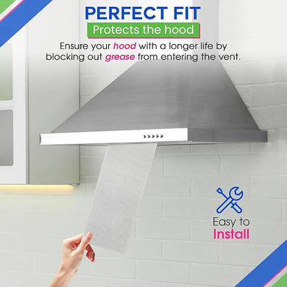 Bagean Stove Hood Vent Filter 5.87” x 16.93” 99010370 Compatible with Broan Range Hood Filter Replacement - Bendable Aluminum Screen for Kitchen Overhead Fan - Blocks Grease & Filters Oven Air (2-Pk)