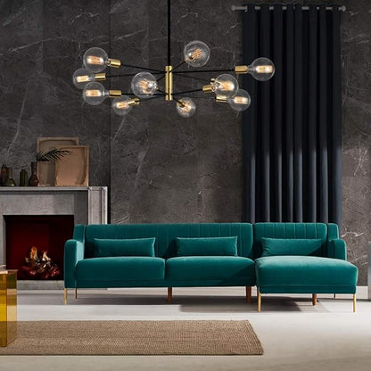 KAISITE Modern Chandelier 12-Light Sputnik Chandeliers Black and Gold Chandelier Light Fixtures for Dining Room Over Table Mid Century Height Adjustable High Ceiling Kitchen Farmhouse Chandelier