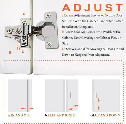 BESTEEL 24 Pack 1/2 inch Overlay Soft Close Cabinet Door Hinges for Kitchen Cabinet Hinges, 100 Degree Opening Angel, Stainless Concealed Kitchen Cabinets Hinge Self Closing with Drilling Tool &Manual