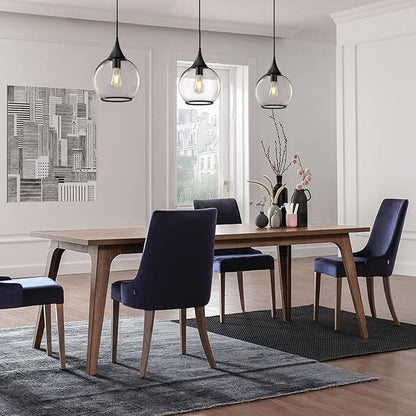 Pendant Lights Kitchen Island: 3 Pack Black Light Fixture Modern with Clear Glass - 10 Inch Mid Century Globe Kitchen Lighting Fixtures Ceiling for Hallway Bar