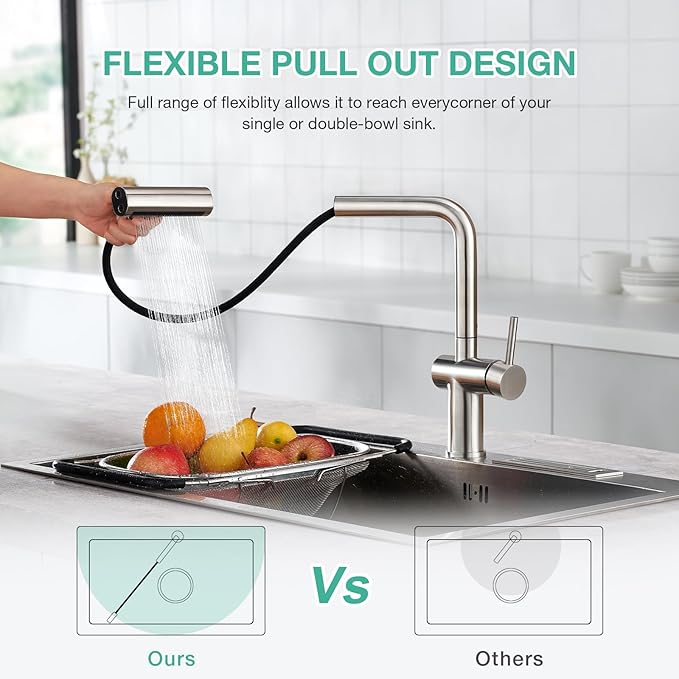 CREA Bar Sink Faucet,Chrome Bathroom Facuets 1 3 Holes, Single Handle Bathroom Faucets with Deck Plate,360°Swivel Stainless Steel Small Kitchen Faucet for Mini Pre Sink RV Vanity Faucet