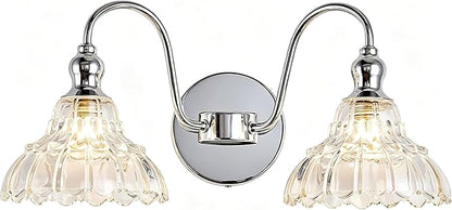 Chrome 2-Light Wall Sconces Bathroom Vanity Light Light Fixtures Modern Vanity Lighting Fixtures Wall Light for Bedroom Living Room Bathroom