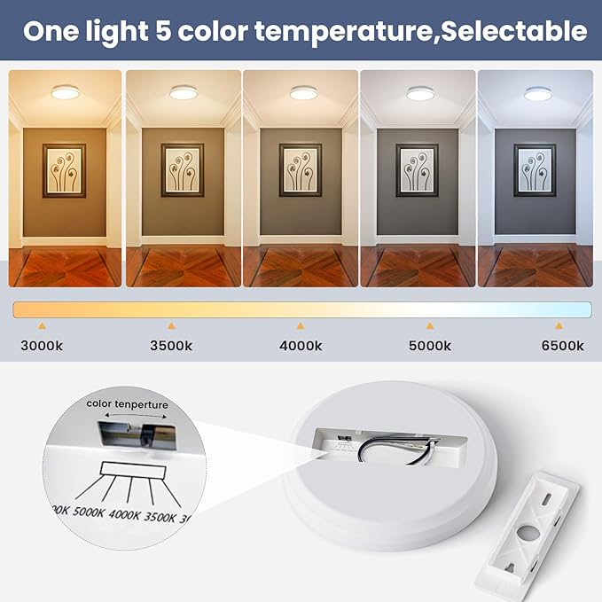 NIORSUN 7 Inch LED Ceiling Lights,5CCT Lighting Options Dimmable Flush Mount Ceiling Light,15W Bathroom Ceiling Lights,Flat Ceiling Light,Low Profile Light Fixture for Hallway Bedroom,2 Pack White