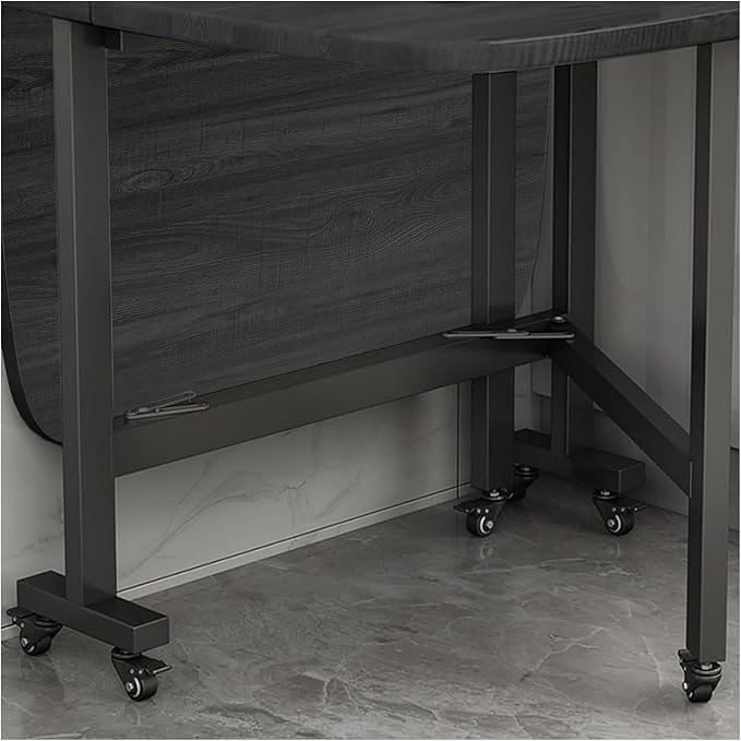 Multifunction Expandable Folding Table, Drop Leaf Dining Table with 6Wheels, Wooden Foldable Kitchen Table, Multifunction Expandable Folding Table for Small Spaces Kitchen, Bedroom, Living Room, black