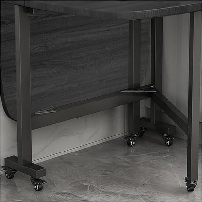 Multifunction Expandable Folding Table, Drop Leaf Dining Table with 6Wheels, Wooden Foldable Kitchen Table, Multifunction Expandable Folding Table for Small Spaces Kitchen, Bedroom, Living Room, black