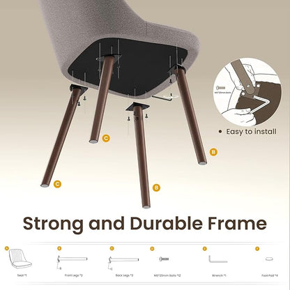 MALOL Upholstered Dining Chairs Set of 6, Modern Fabric Kitchen Chairs with Back, Wood Legs for Kitchen Dining Room Restaurant, Taupe