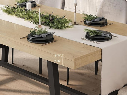 GarveeHome 63 Inch Small Space Dining Table for 4-6 People, Rectangular Kitchen Table for Apartment & Dining Room, Heavy Duty Metal Frame, Natural