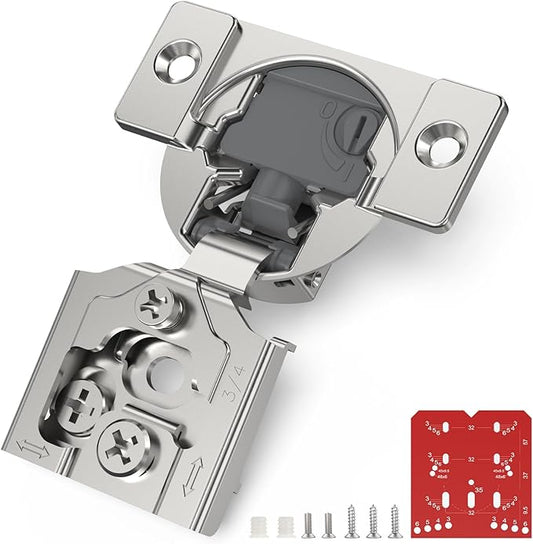 Chibery 50 Pack 3/4” Overlay 4D Soft Close Cabinet Hinges, Concealed Face Frame, Adjustable Closing Speed, 105° Opening Smooth Slow, Hidden Self Closing for Kitchen Corner, Cupboard (with Template)
