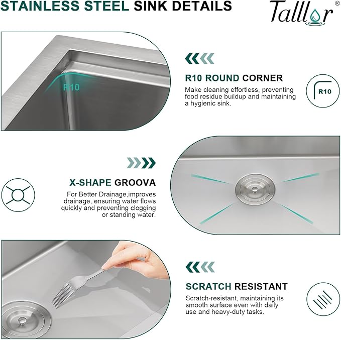 36 Inch Drop In Kitchen Sink with Faucet Combo - 36x22 Workstation All-In One 16 Gauge Stainless Steel Single Bowl Topmount Large Sink For Kitchen with Accessories, #TLT-0021