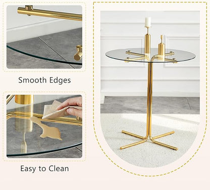 36" Round Counter Height Table, Tempered Glass Top with Gold Metal Base, Modern Pub Table for Kitchen, Bar & Small Spaces