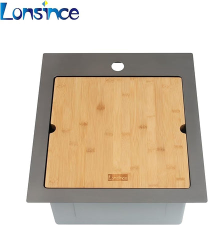 Drop In Black Bar Sink 17 X 19 inch,Small RV Sink,16 Gauge Stainless Steel Bar & Prep Sinks for Wet Bar Area