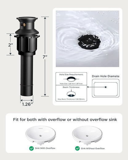 FORIOUS Matte Black and Gold Brass Antique Vintage Bathroom Faucet with Metal Pop Up Drain and 24" Water Hose for 3 Hole 8 Inch Widespread Bathroom Sink Farmhouse Vanity