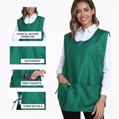 Xeoxarel Unisex Cobbler Apron with 3 Pockets, Adjustable Drawstring Waist, Professional Lightweight for Kitchen Salon Garden