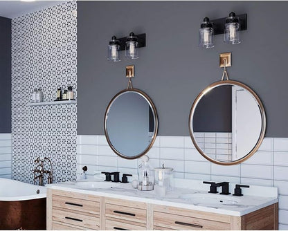 Progress Lighting P300046-020 Calhoun Collection Clear Glass Farmhouse Bath Vanity Light, 2-Light, Antique Bronze