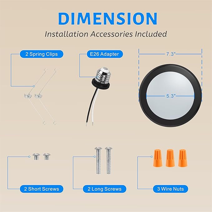 ECOELER 5/6” LED Disk Lights, Dimmable Flush Mount Ceiling Light Fixture, 3000K Warm White, 16.5W, 1000LM, Black Trim Low Profile Surface Mount, ETL & FCC Listed