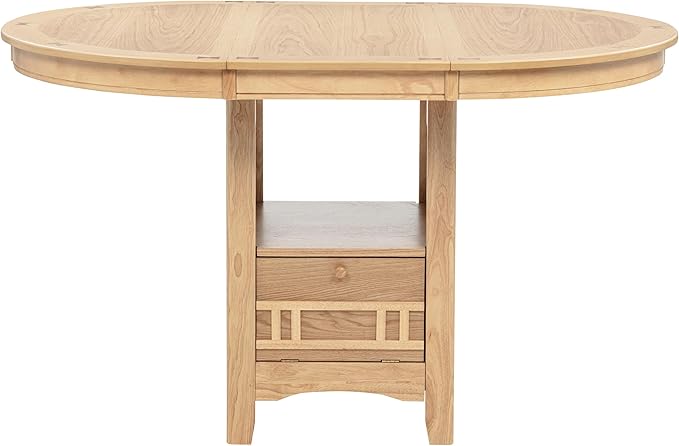 Coaster Home Furnishings - LAVON - 5-Piece Counter Height Dining Set - Oval Extendable Table with Storage & 4 Upholstered Chairs - Dining Room & Kitchen - Light Oak - 106628-S5