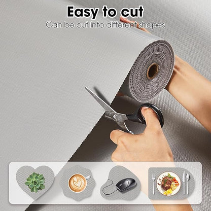 Drawer and Shelf Liner, Non-Slip Kitchen Cabinet Liners Non-Adhesive Thick Strong Grip Waterproof Washable Mats Protect Dresser Shelves Cupboard Bathroom Cabinets, Light Gray, 24 in X 20 FT