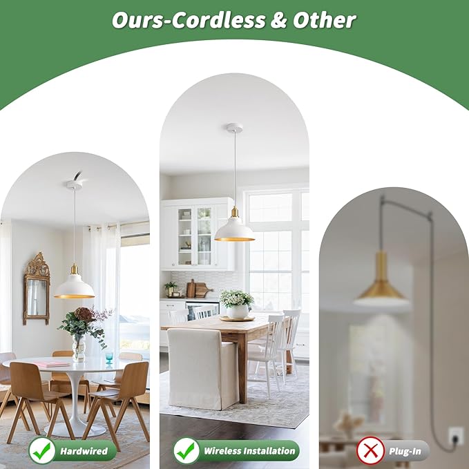 2 Pack Battery Operated Pendant Lights, Rechargeable Pendant Light with Remote, Pendant Light Fixtures for Kitchen island, Modern Industrial hanging Lights for Dining Room Hallway Entryway Bedroom