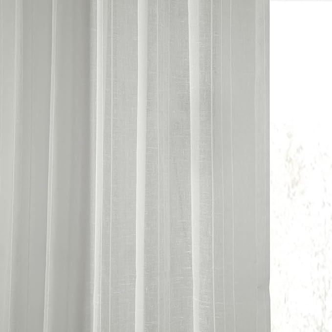 HPD Half Price Drapes Striped Faux Linen Sheer Curtains for Living Room or Bedroom 50 X 96 (1 Panel), Rod Pocket Window Curtains for Bedroom, Bordeaux