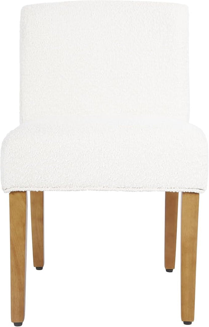 Homepop Home Decor | Upholstered Dining Chairs with Low Back |Decorative Home Furniture, Cream Boucle (Single Pack)