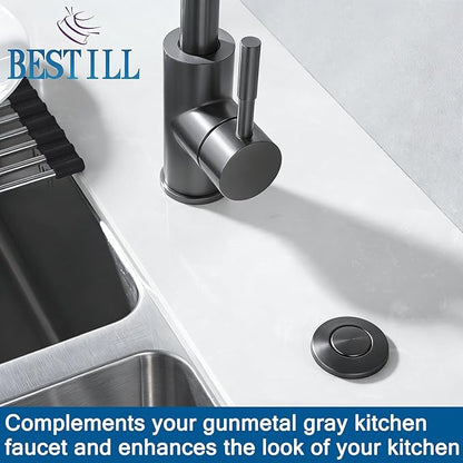 Garbage Disposal Air Switch Kit, Gunmetal Gray Sink Top On/Off Push Button Waste Disposer Part by BESTILL, UL Listed