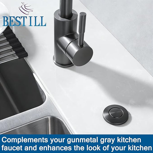 Garbage Disposal Air Switch Kit, Gunmetal Gray Sink Top On/Off Push Button Waste Disposer Part by BESTILL, UL Listed