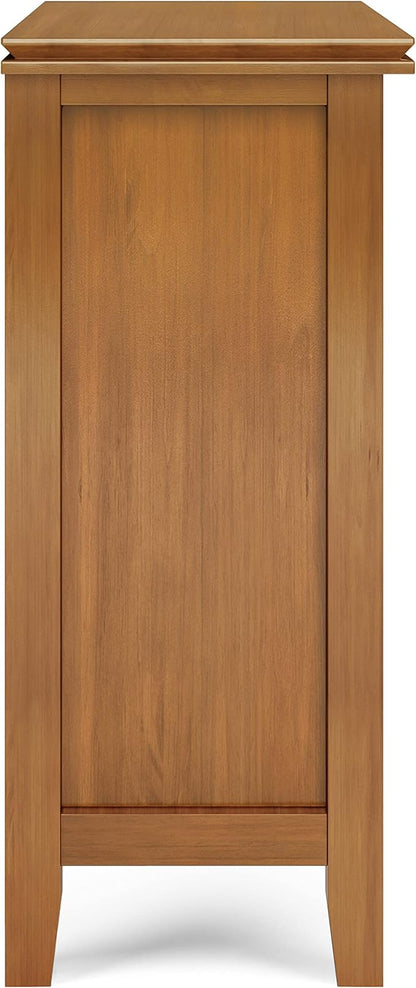 SIMPLIHOME Artisan Storage Cabinet - 30 inch Wide Solid Wood Low Storage Cabinet in Honey Brown, Contemporary Accent Cabinet for Living Room or Dining Room with Glass Doors and Adjustable Shelves