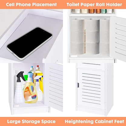 ShellKingdom Toilet Paper Holder Stand, Small and Slim Bathroom Storage Cabinet for Bathroom Small Spaces, 29.1 x 9.5 x 7.9 inch