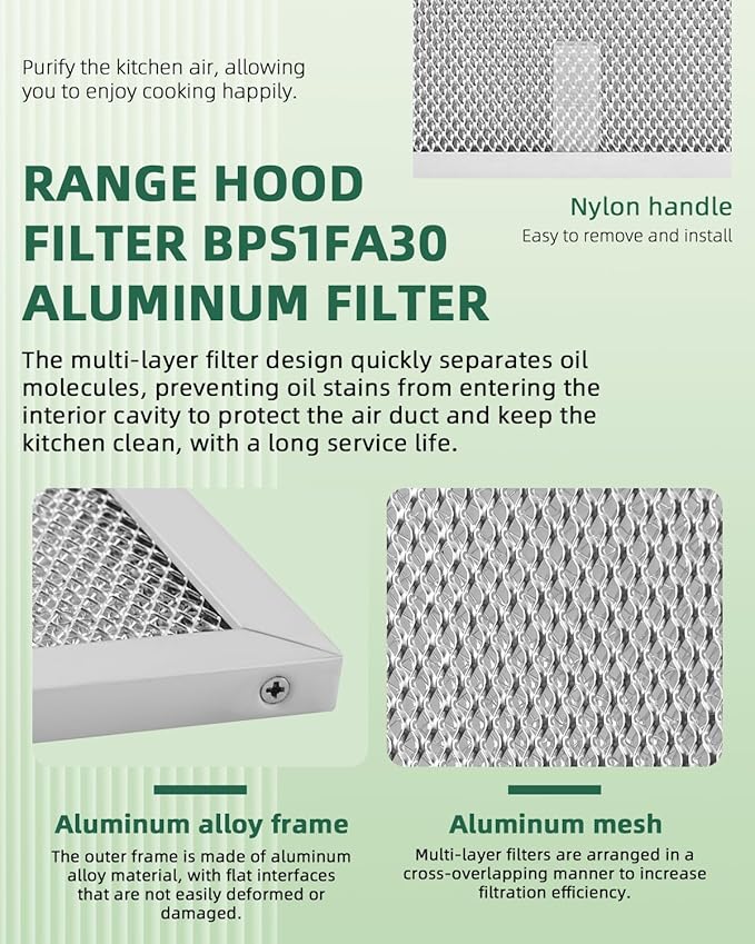 2-Pack for Allure Range Hood Filter 11-3/4" x 14-1/4" for B-roan Range Hood 30-Inch wide QS Series Replaces BPS2FA30 99010299 99010305 AP3378953 Filter by AMI PARTS