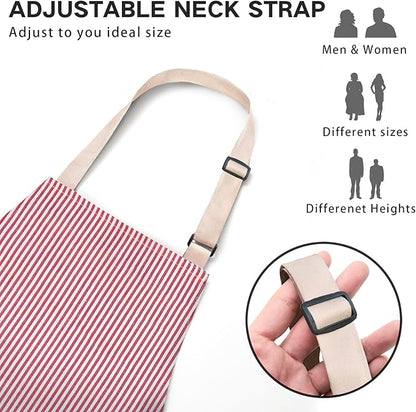 BeLuyi 2 Pack Adjustable Bib Apron with 2 Pockets Chef Cooking Kitchen Restaurant Aprons for Women Men
