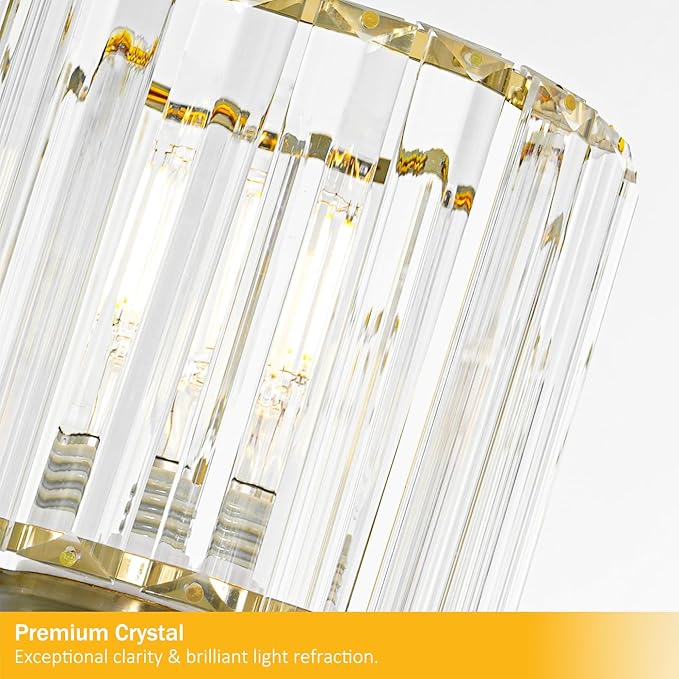 Lxybcce 27'' Gold Chandeliers for Dining Room, 5 Light Modern Chandelier Light Fixture with Crystal Shade, Chandelier Ceiling Light Fixture, Kitchen Pendant Lights Over Table for Living Room Entryway