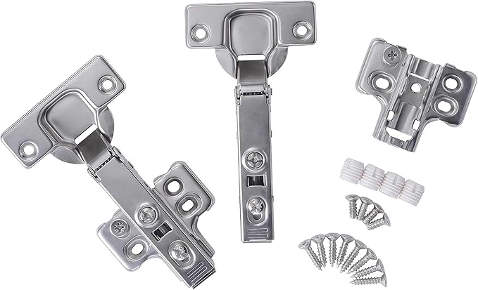 10 Pack 5 Pairs Full Overlay Soft Close Cabinet Hinges European Kitchen Heavy-Duty Frameless Adjustable Concealed 35mm Cup 3D Clip-On Two-Way Hinge Nickel Plated Finish