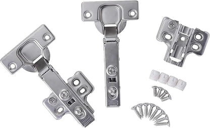 10 Pack 5 Pairs Full Overlay Soft Close Cabinet Hinges European Kitchen Heavy-Duty Frameless Adjustable Concealed 35mm Cup 3D Clip-On Two-Way Hinge Nickel Plated Finish