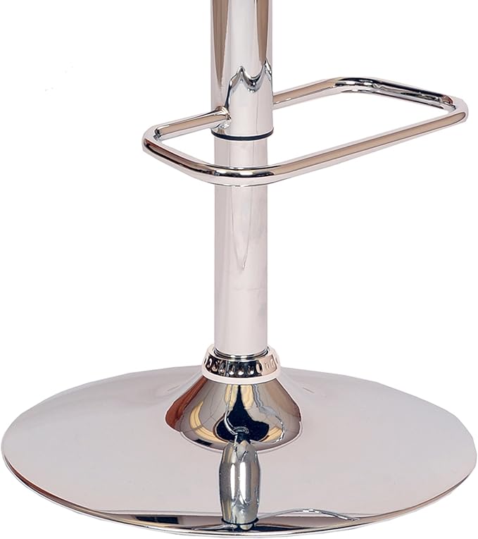 Armen Living Adele Modern Adjustable Height Swivel Cream Faux Leather and Walnut Wood Bar Stool with Chrome Base for Kitchen Island Counter