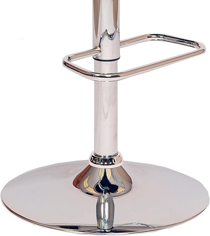 Armen Living Adele Modern Adjustable Height Swivel Cream Faux Leather and Walnut Wood Bar Stool with Chrome Base for Kitchen Island Counter