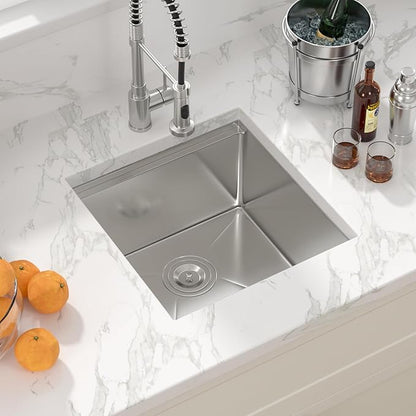 Sarlai 18 Bar Sink Undermount - 18x19 Inch Undermount Workstation Kitchen Sink Bar Prep Single Bowl Kitchen 16 Gauge Stainless Steel Rv Outdoor Sinks