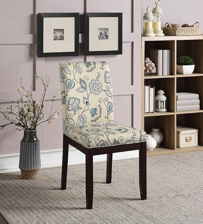 OSP Home Furnishings Dakota Upholstered Parsons Dining Chair with Espresso Finish Wood Legs, Avignon Sky