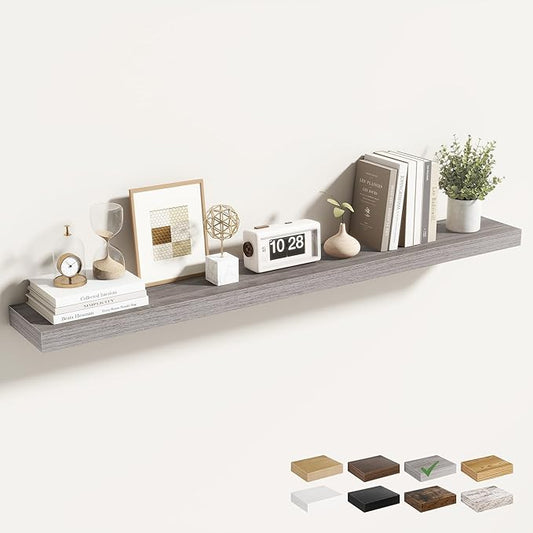 Acovy 48 Inch Floating Shelves for Wall 1 Pack, 48" Wall Shelves for Books, Storage, Decor, Wall Mounted Floating Shelf with Invisible Brackets for Kitchen, Living Room, Gray