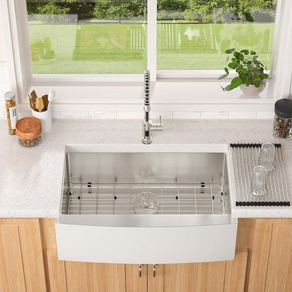 Lordear 30 Inch Farmhouse Kitchen Sink 16 Gauge 30"x21"x10" Stainless Steel Single Bowl Apron Front Undermount Farm Farmer Style Sink