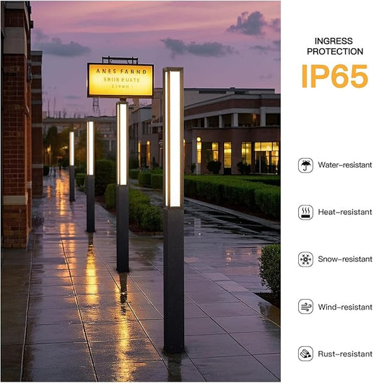 MVBT Path Light, 92" Pathway Lights, Wired Outdoor Modern Landscape LED Bollard Driveway Lighting, IP65 Waterproof Aluminum High Voltage Floor Lamp for Walkway Lawn Patio Yard Garden Decoration