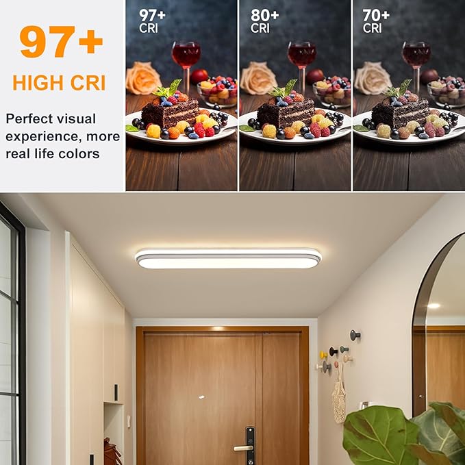 Smart LED Flush Mount Ceiling Light,28.3 Inch 45W Dimmable Modern Linear Metal Wraparound Lamp with Remote Control,Bright Energy Efficient Lighting Fixture for Kitchen Dining Room