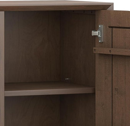 SIMPLIHOME Banting Storage Cabinet - 32 inch Wide Solid Wood Low Cabinet in Walnut Brown, Modern Industrial Sideboard for Living Room, Entryway, or Dining Room with Metal Base and Adjustable Shelves