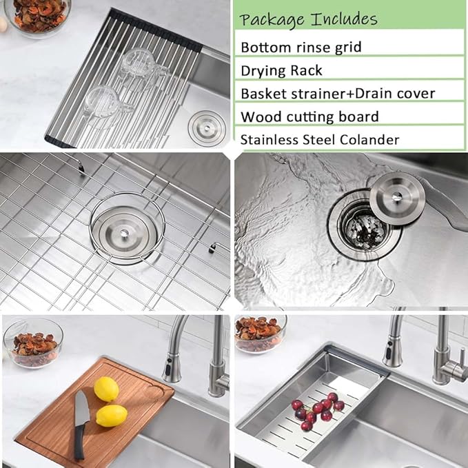 25 Undermount Kitchen Sink Workstation-Wesliv 25x19 Inch Stainless Steel Undermount Kitchen Sinks Workstation 16 Gauge Single Bowl Deep Sink with Cutting Board